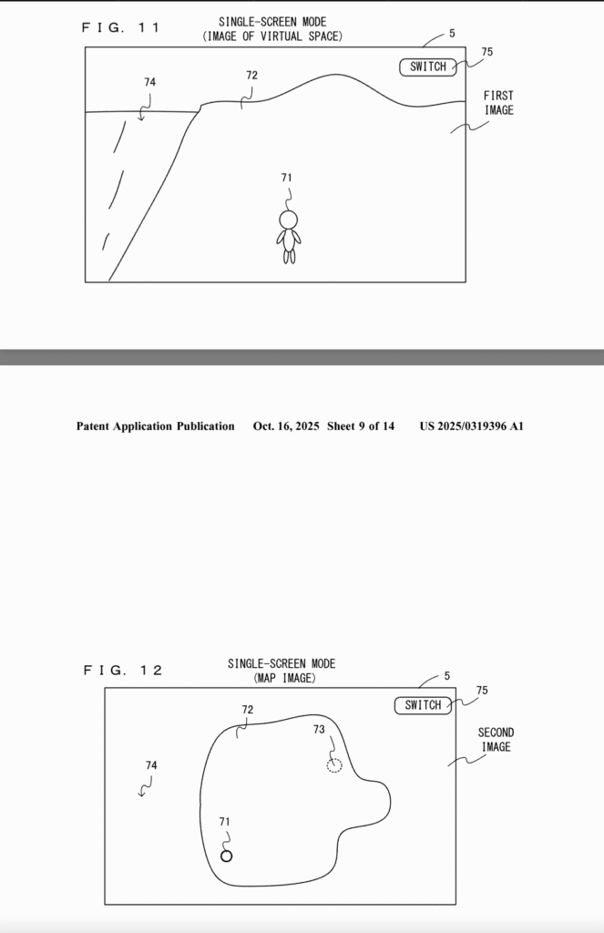 Nintendo patent document describing a system for displaying two different screens, like the DS, on a single device such as the Switch or Switch 2