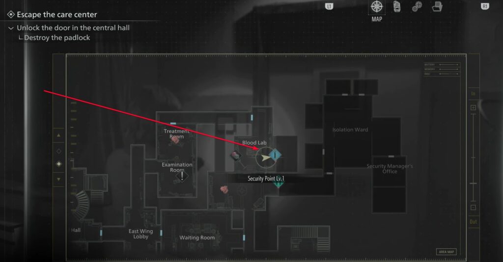 Blood Lab on map in Resident Evil Requiem