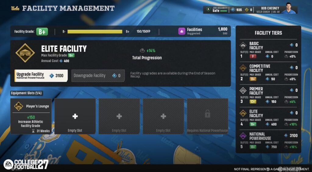 Facilities in College Football 27 Dynasty Mode