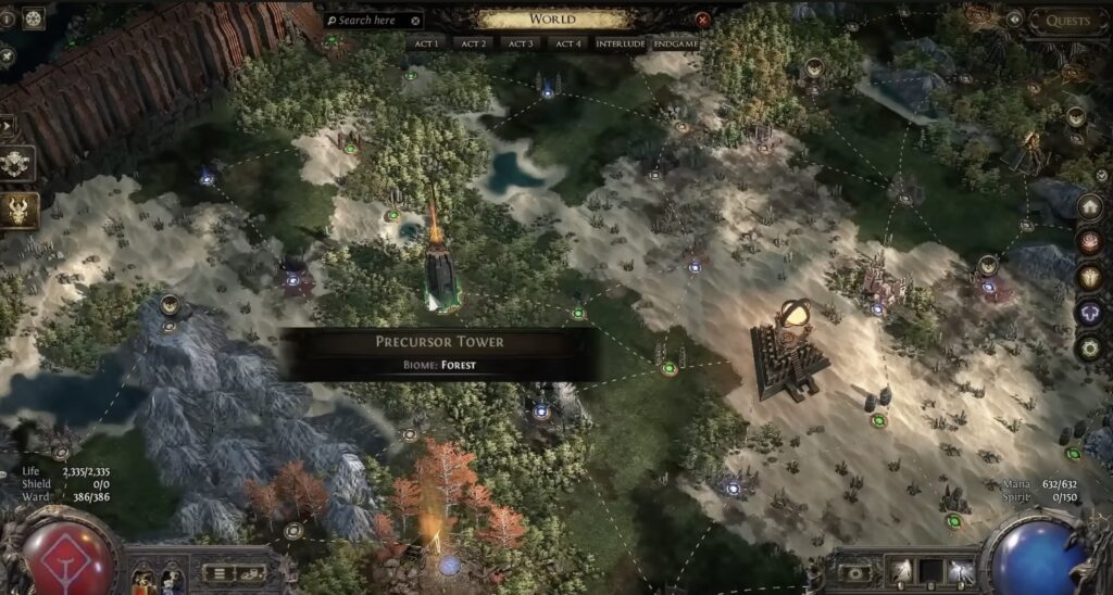 Forest Precursor Tower for Atlas Progression in PoE 2