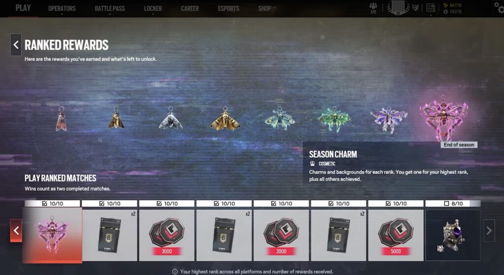 Ranked 3.0 Rewards and Charms Rainbow Six Siege
