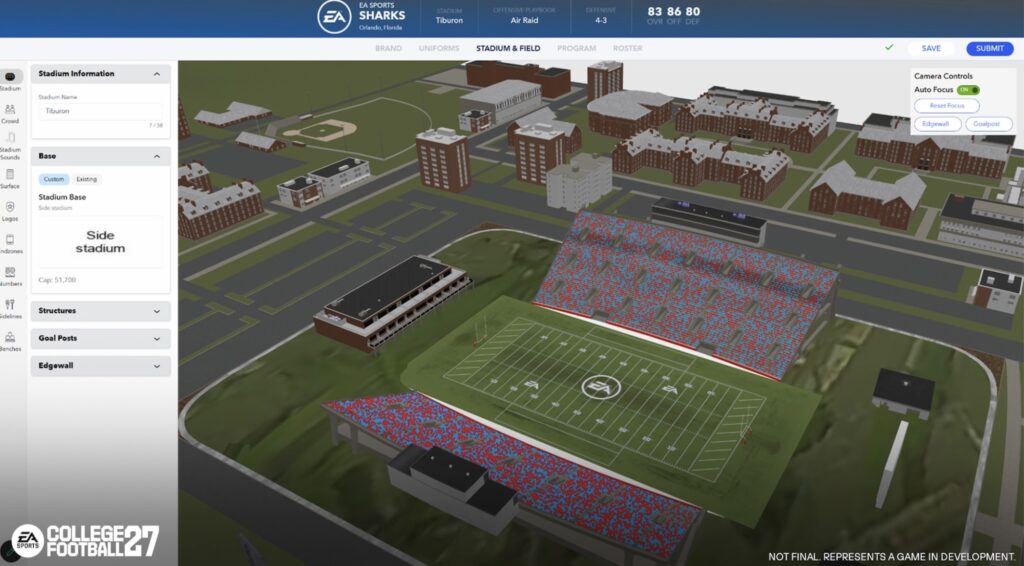 Stadium Builder in College Football 27 Dynasty Mode
